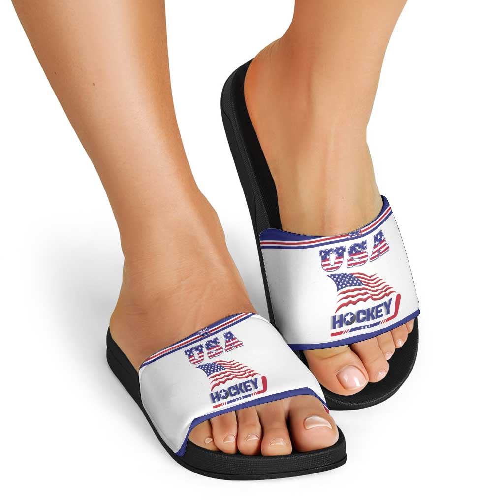 USA Ice Hockey Slide Sandals Old Glory On Ice
