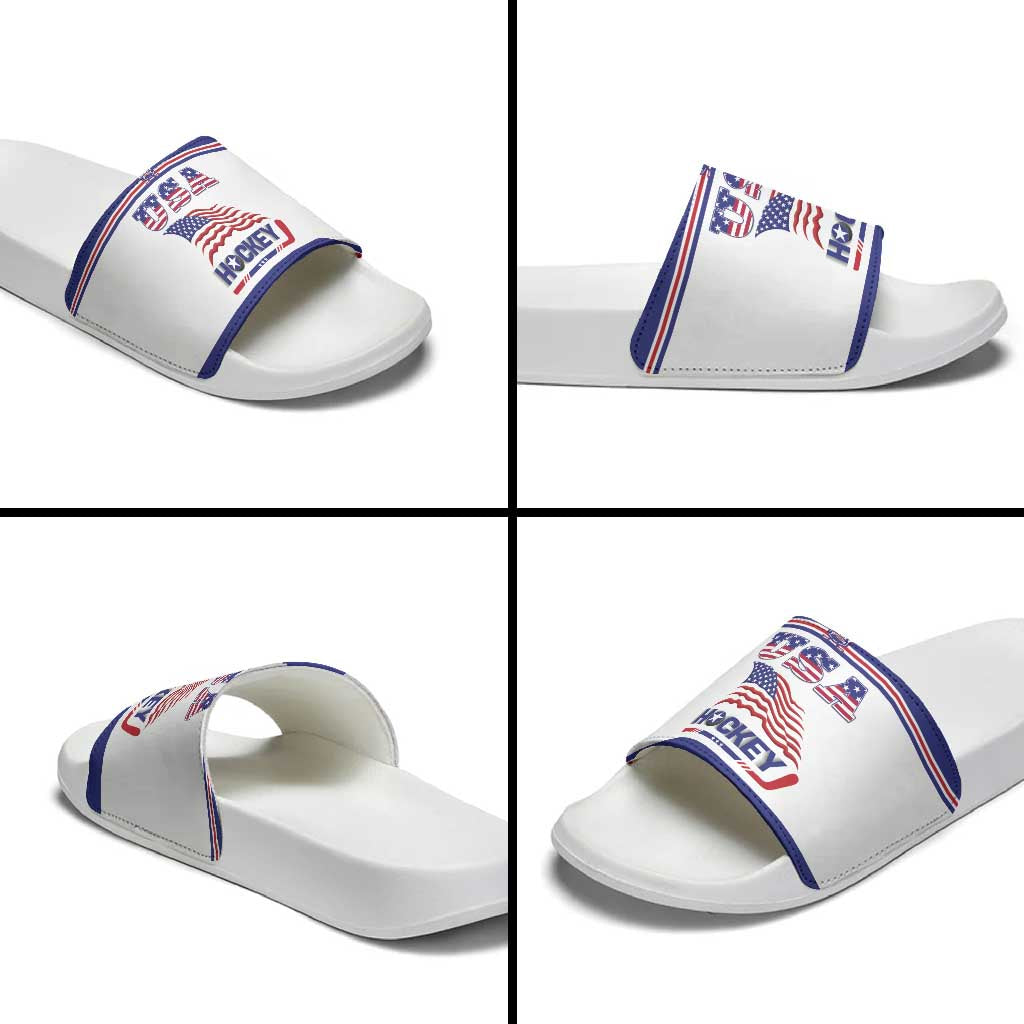 USA Ice Hockey Slide Sandals Old Glory On Ice