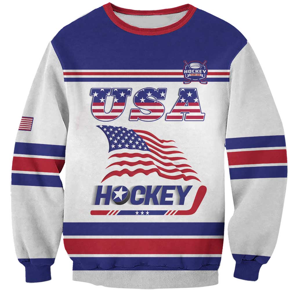 Custom USA Ice Hockey Sweatshirt Old Glory On Ice