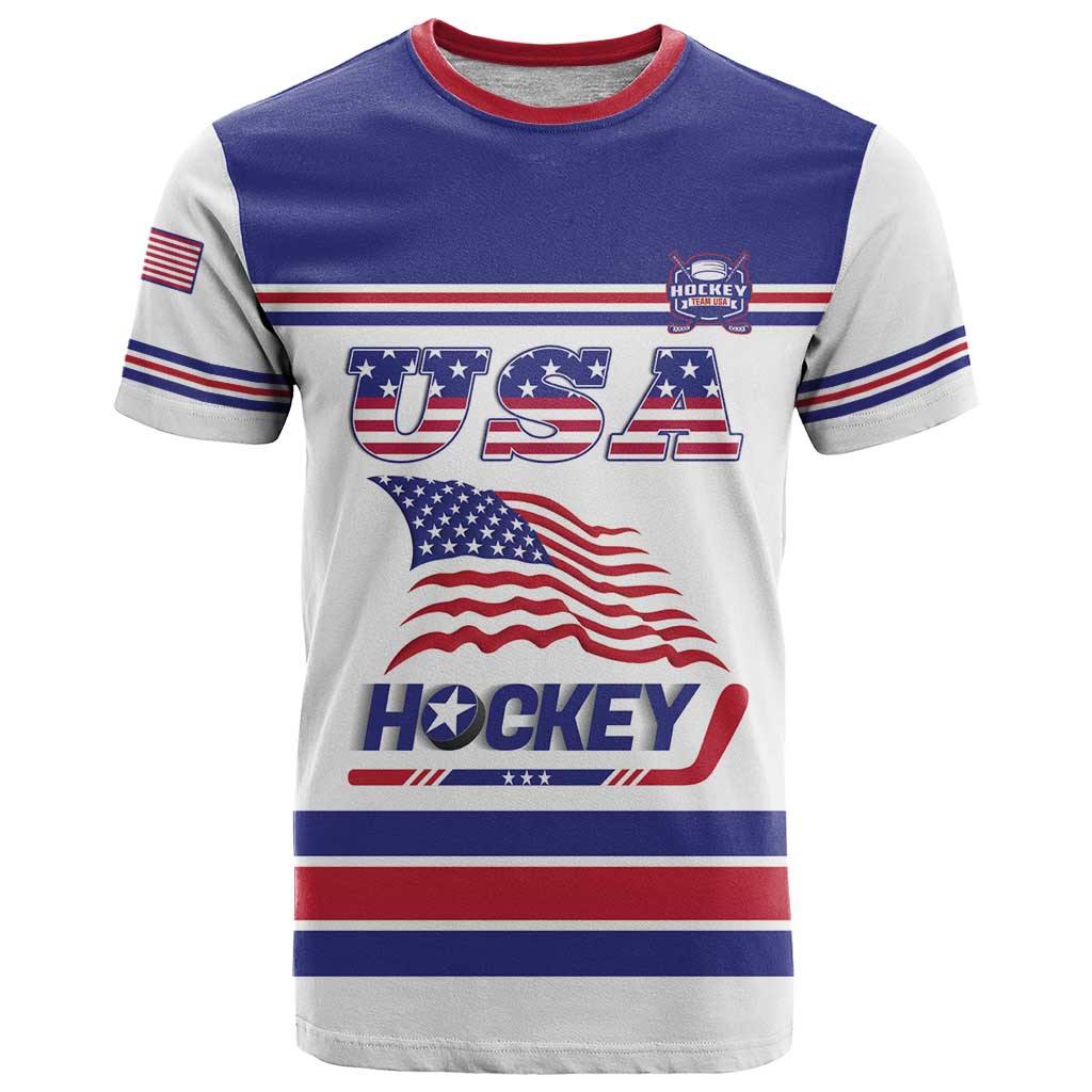 Custom USA Ice Hockey T Shirt Old Glory On Ice