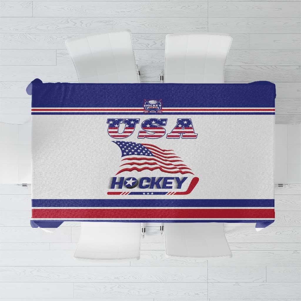 USA Ice Hockey Tablecloth Old Glory On Ice