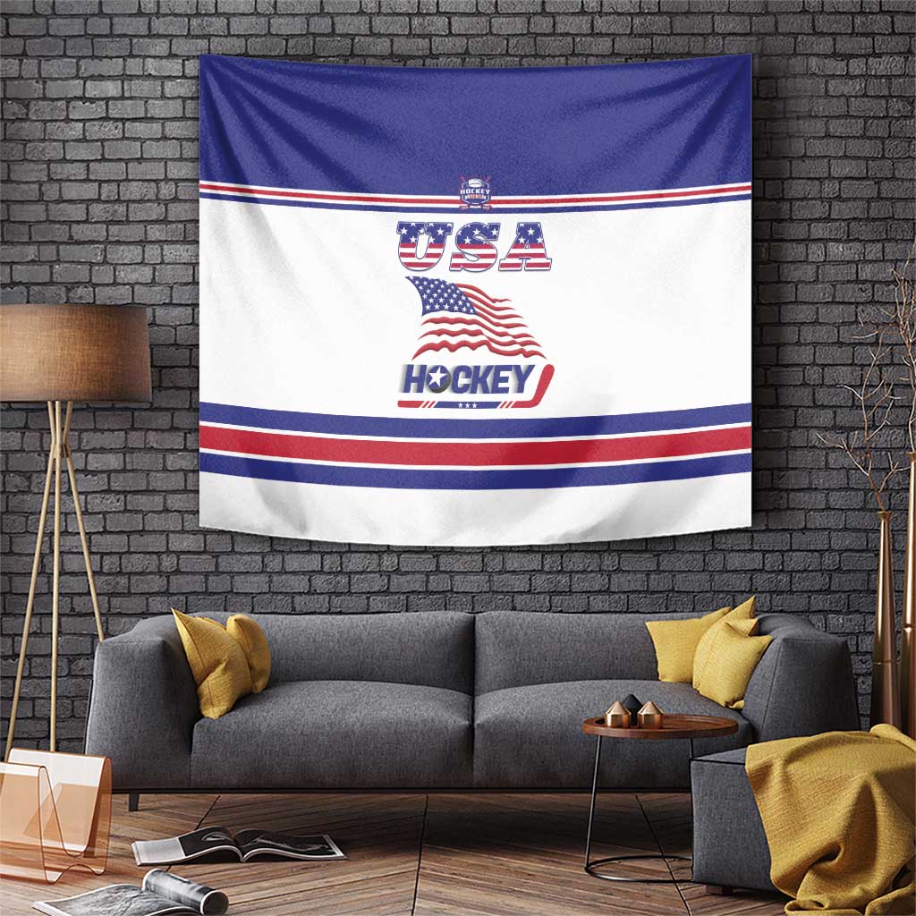 USA Ice Hockey Tapestry Old Glory On Ice