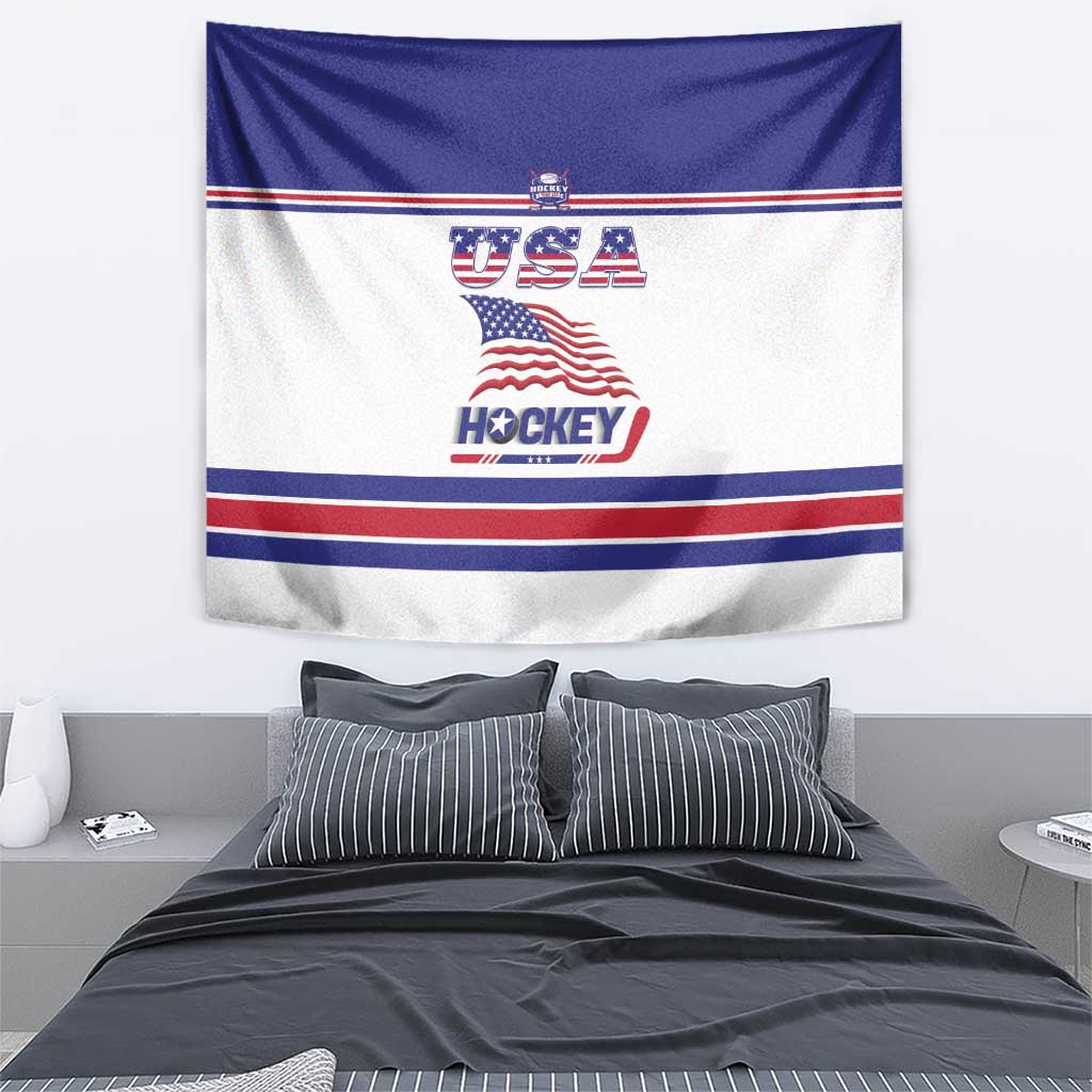 USA Ice Hockey Tapestry Old Glory On Ice