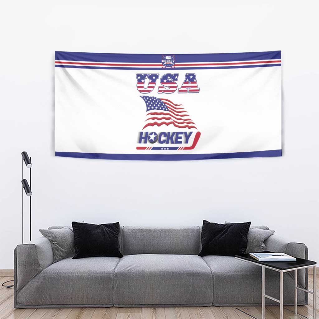 USA Ice Hockey Tapestry Old Glory On Ice