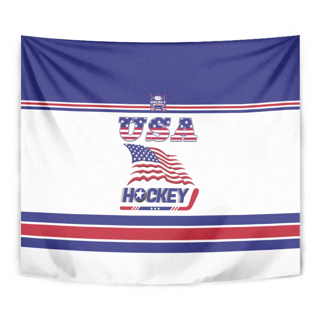 USA Ice Hockey Tapestry Old Glory On Ice
