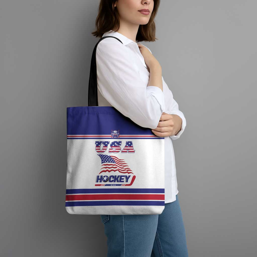 USA Ice Hockey Tote Bag Old Glory On Ice