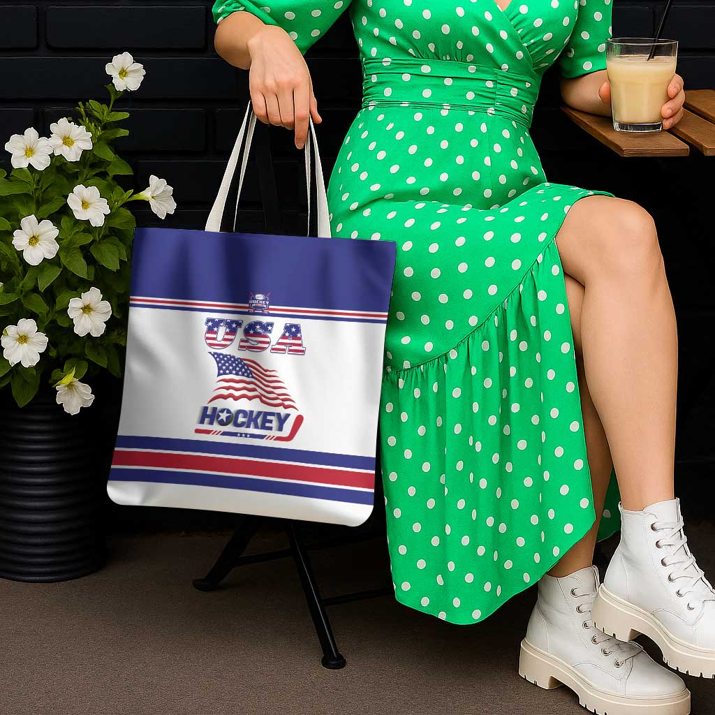 USA Ice Hockey Tote Bag Old Glory On Ice