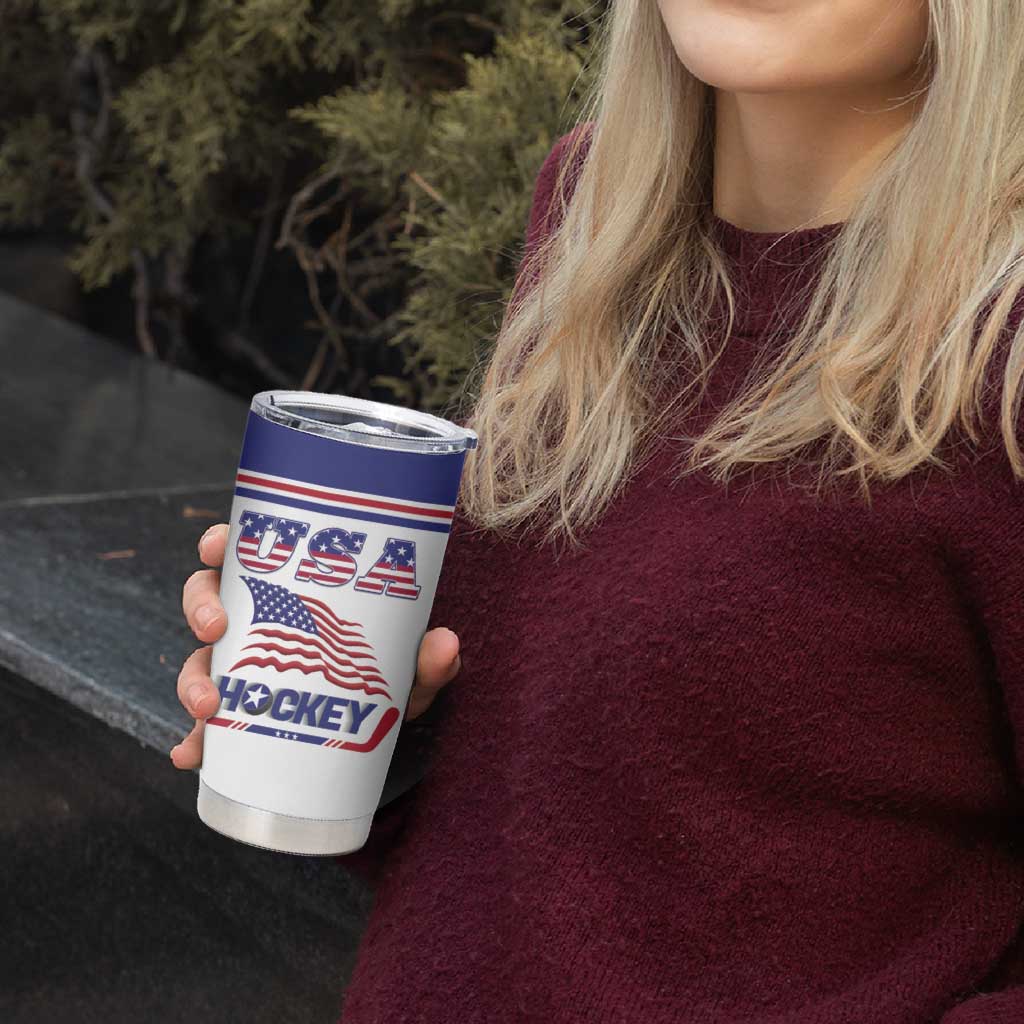 Custom USA Ice Hockey Tumbler Cup Old Glory On Ice