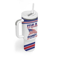 Custom USA Ice Hockey Tumbler With Handle Old Glory On Ice