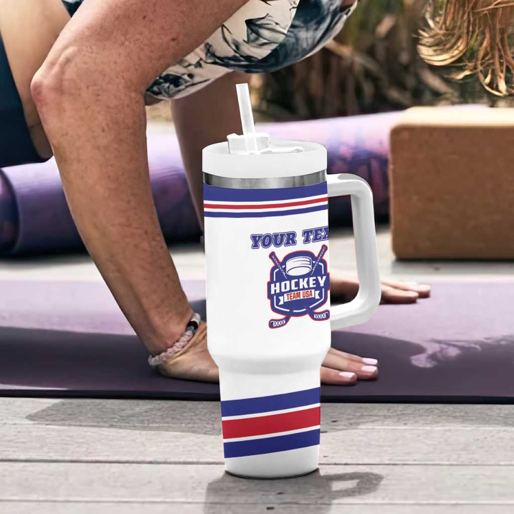 Custom USA Ice Hockey Tumbler With Handle Old Glory On Ice