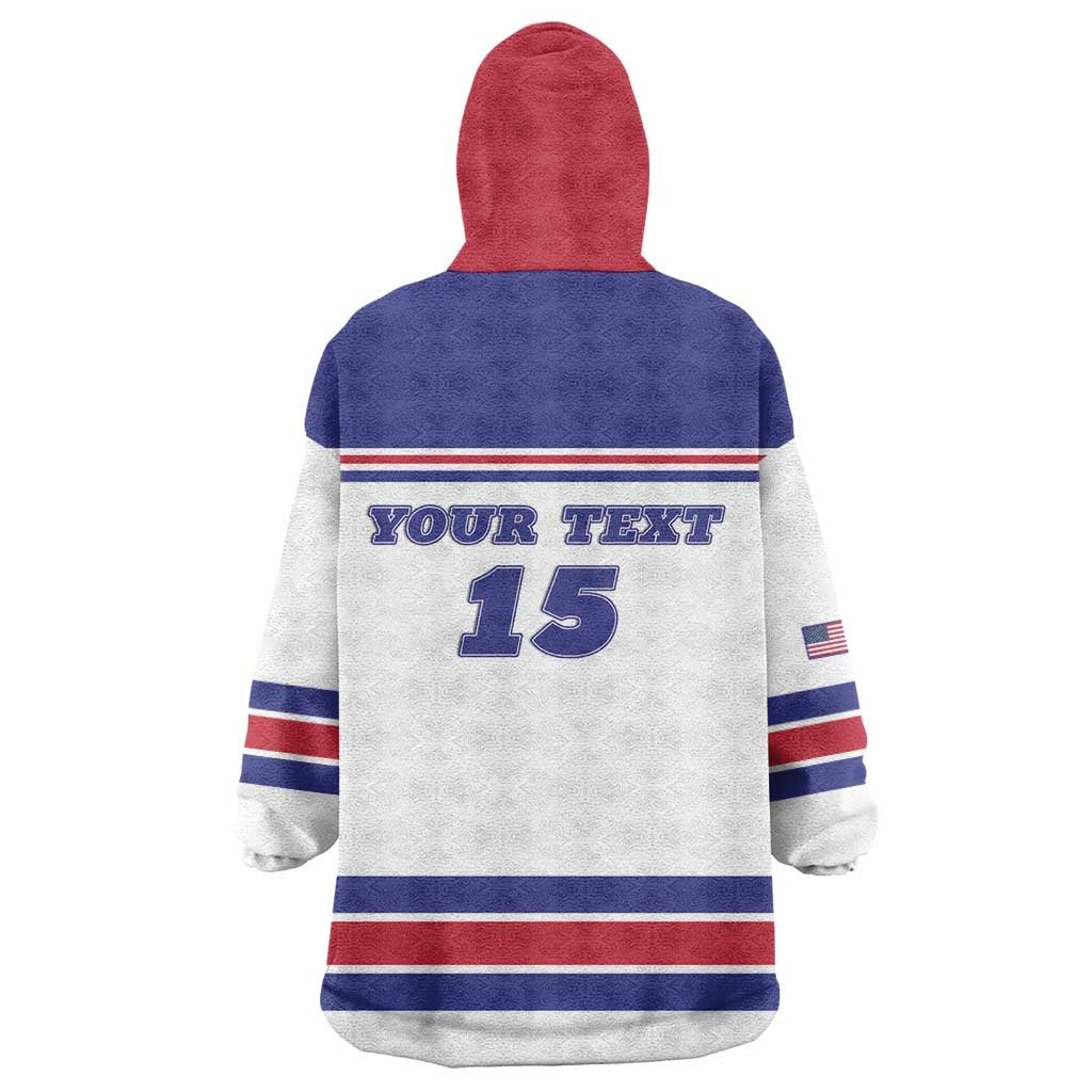 Custom USA Ice Hockey Wearable Blanket Hoodie Old Glory On Ice