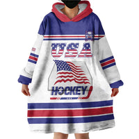 Custom USA Ice Hockey Wearable Blanket Hoodie Old Glory On Ice