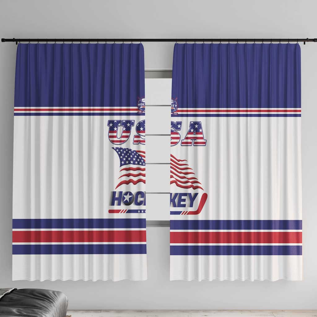 USA Ice Hockey Window Curtain Old Glory On Ice