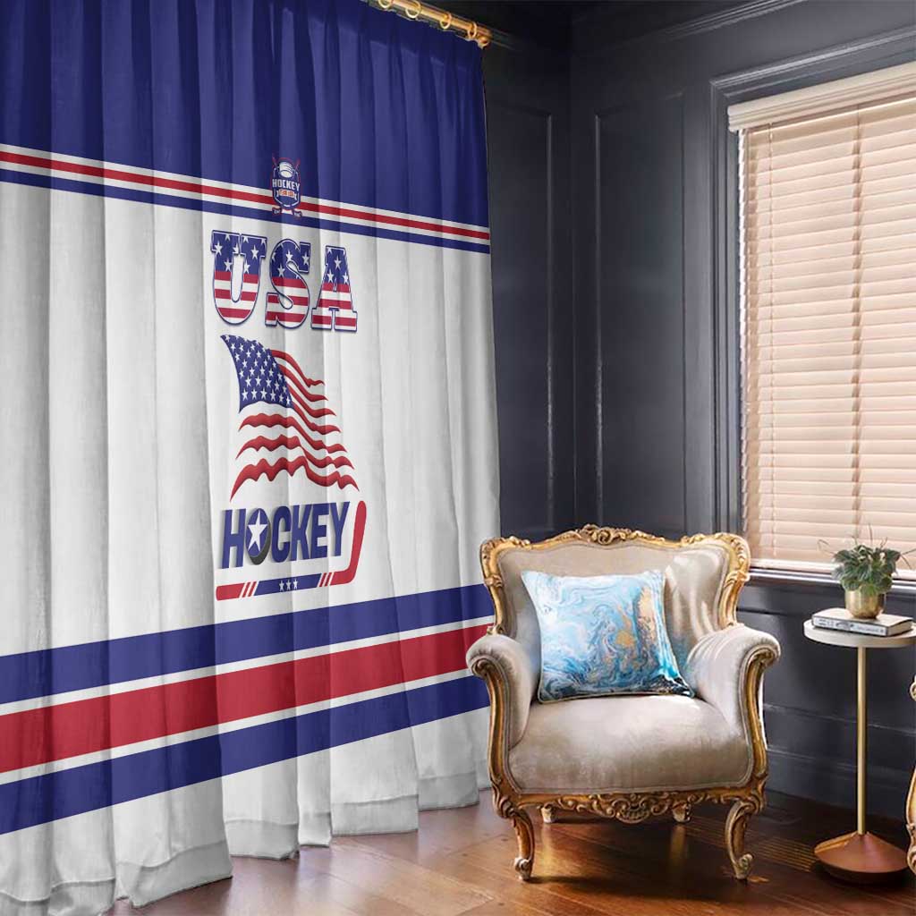USA Ice Hockey Window Curtain Old Glory On Ice