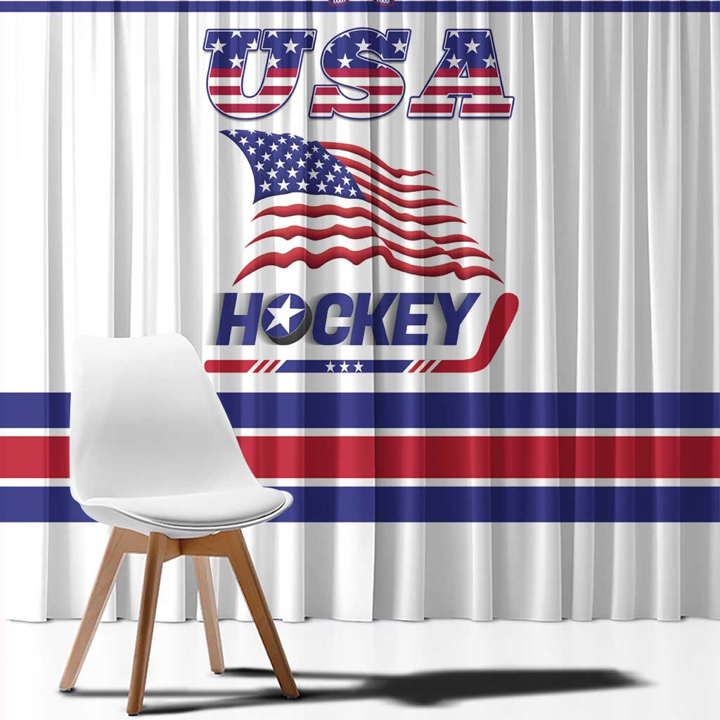 USA Ice Hockey Window Curtain Old Glory On Ice