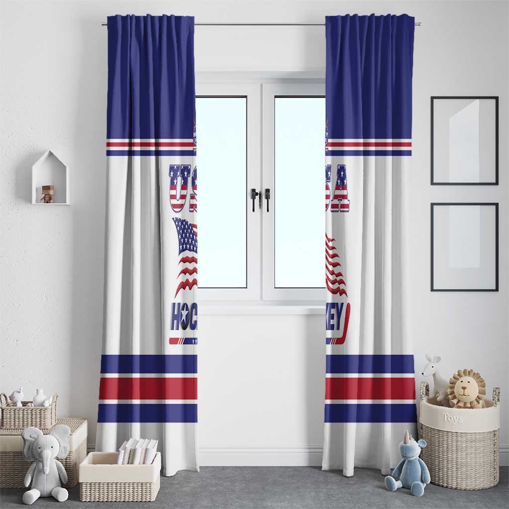 USA Ice Hockey Window Curtain Old Glory On Ice