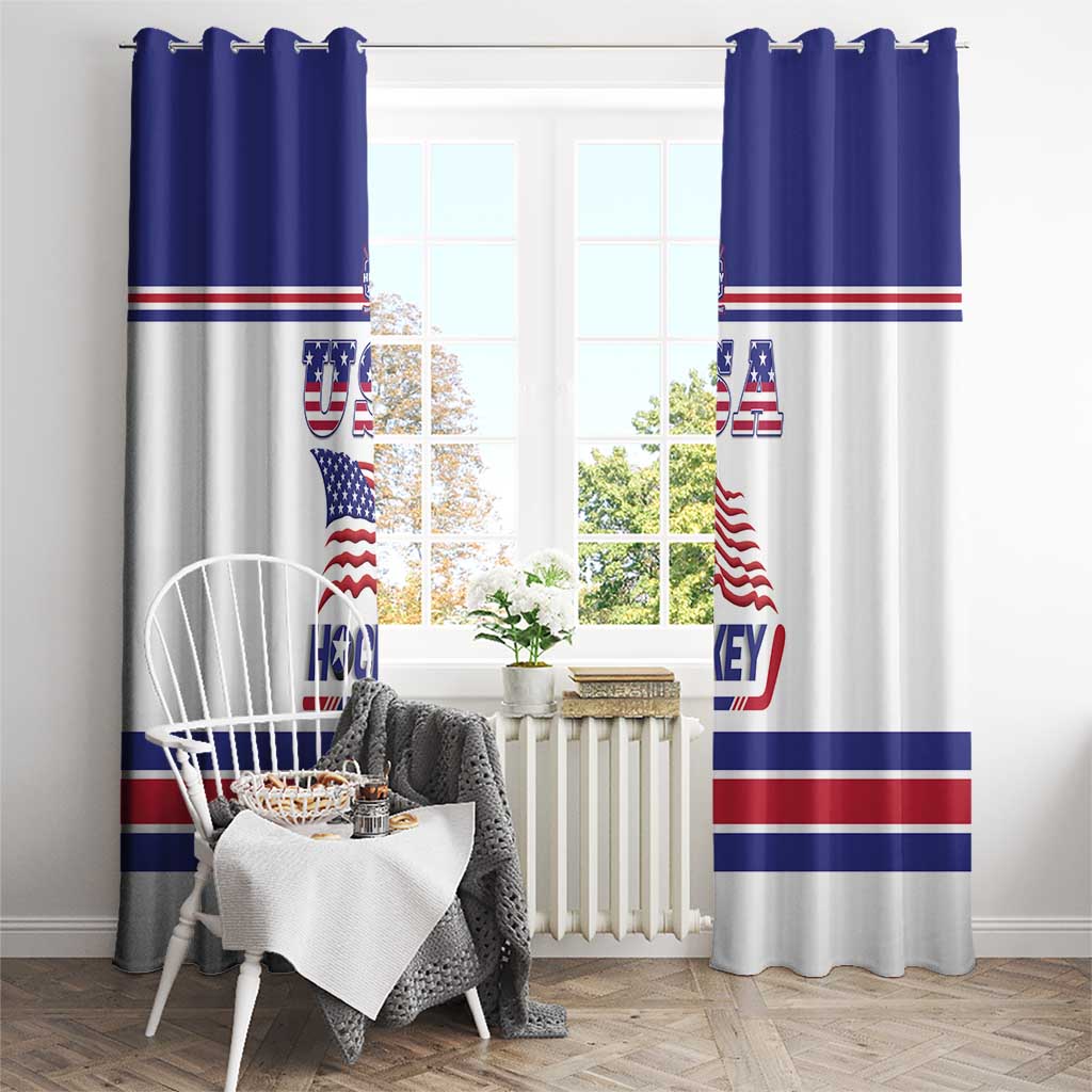 USA Ice Hockey Window Curtain Old Glory On Ice