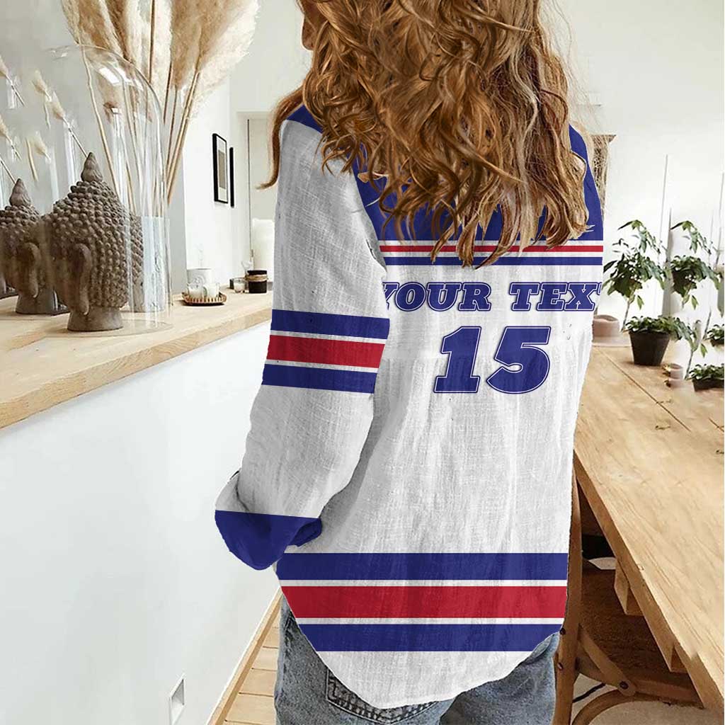 Custom USA Ice Hockey Women Casual Shirt Old Glory On Ice