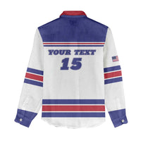 Custom USA Ice Hockey Women Casual Shirt Old Glory On Ice