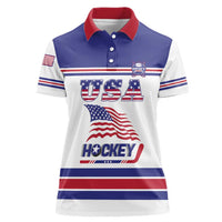 Custom USA Ice Hockey Women Polo Shirt Old Glory On Ice