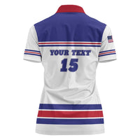 Custom USA Ice Hockey Women Polo Shirt Old Glory On Ice