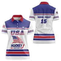 Custom USA Ice Hockey Women Polo Shirt Old Glory On Ice