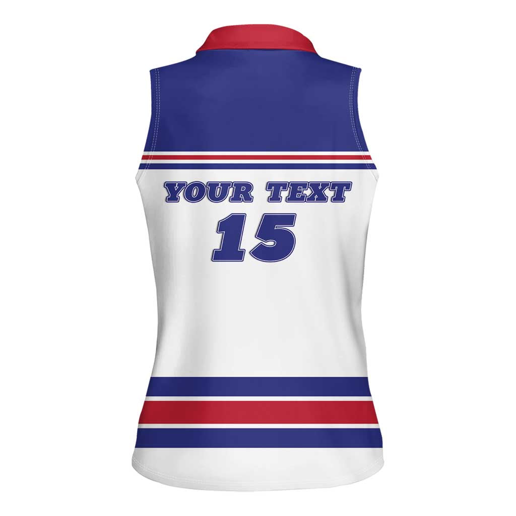 Custom USA Ice Hockey Women Sleeveless Polo Shirt Old Glory On Ice