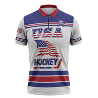 Custom USA Ice Hockey Zipper Polo Shirt Old Glory On Ice
