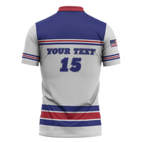 Custom USA Ice Hockey Zipper Polo Shirt Old Glory On Ice