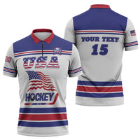 Custom USA Ice Hockey Zipper Polo Shirt Old Glory On Ice