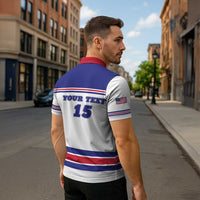 Custom USA Ice Hockey Zipper Polo Shirt Old Glory On Ice