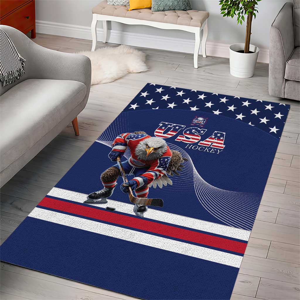 USA Ice Hockey Area Rug Eagle Mascot