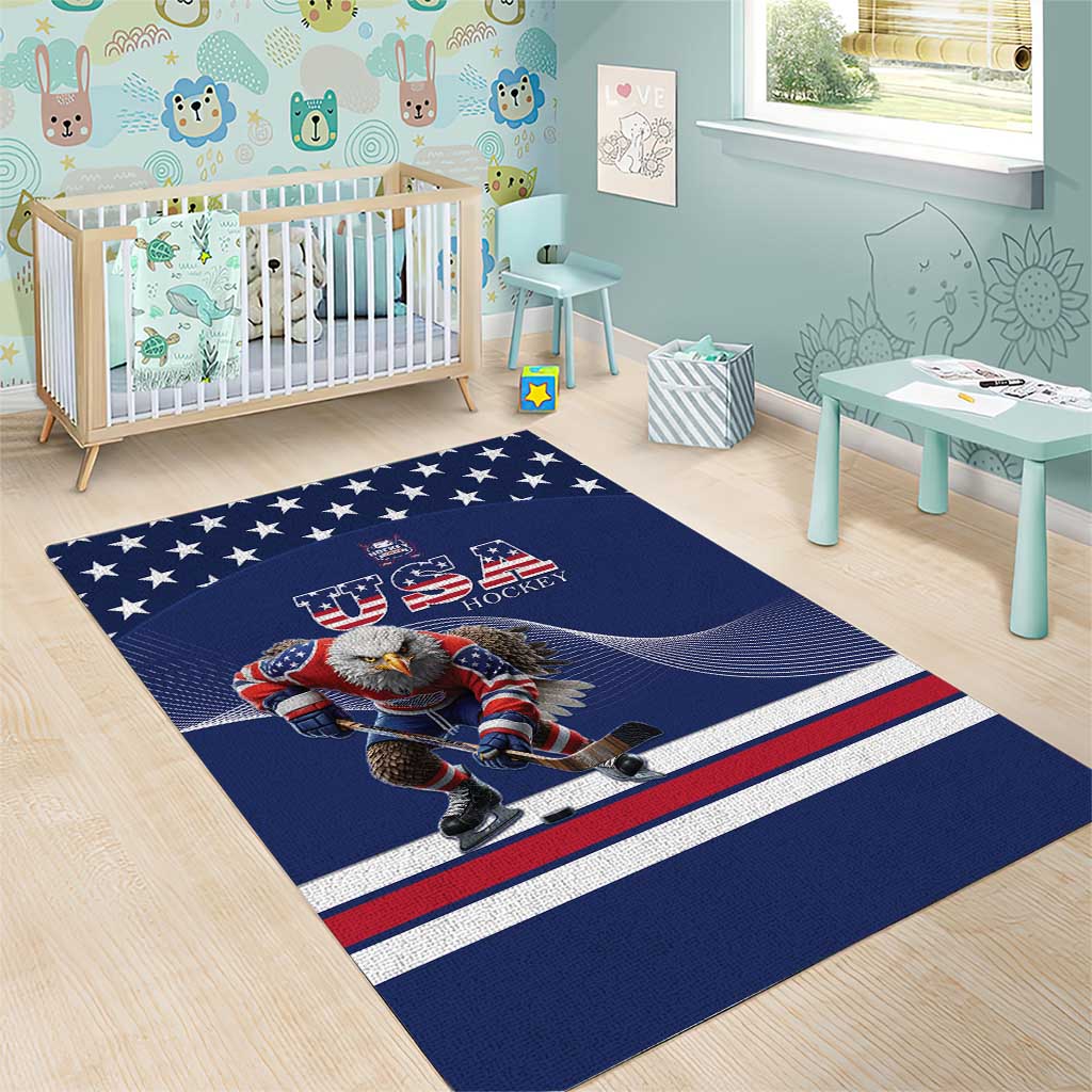 USA Ice Hockey Area Rug Eagle Mascot