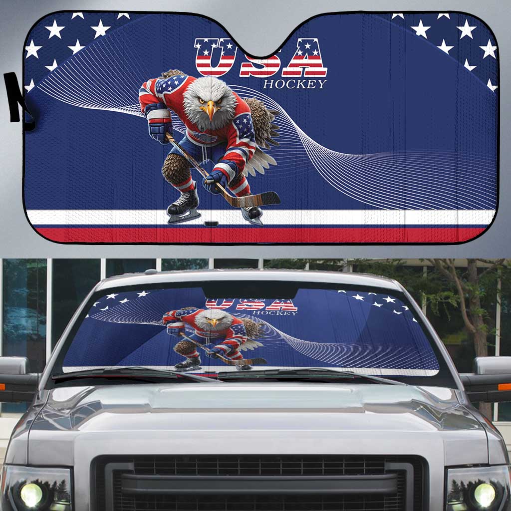 USA Ice Hockey Auto Sun Shade Eagle Mascot