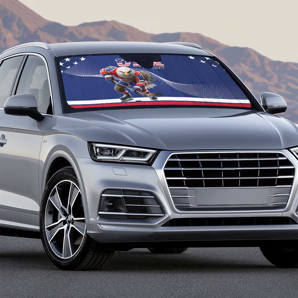 USA Ice Hockey Auto Sun Shade Eagle Mascot