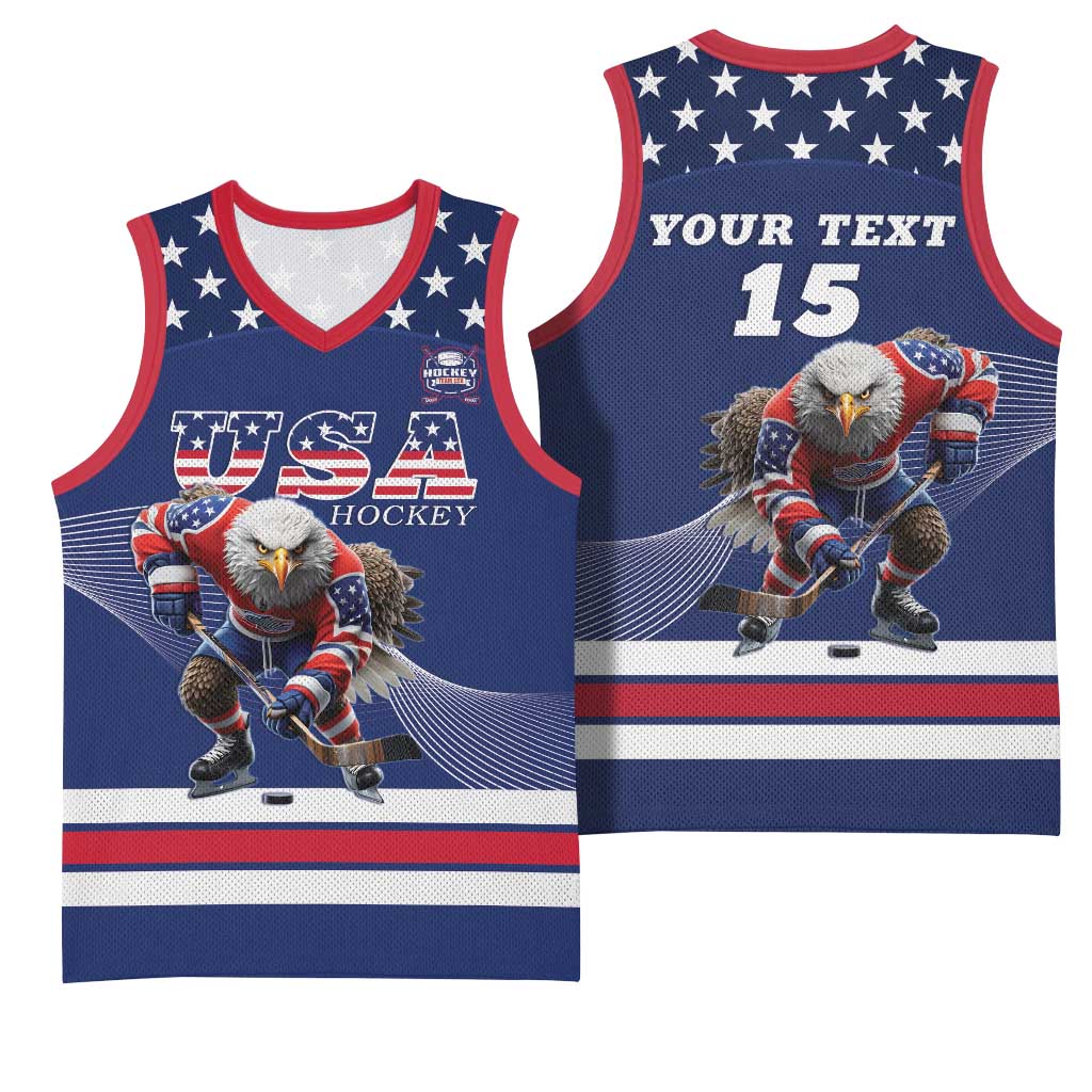 Custom USA Ice Hockey Basketball Jersey Eagle Mascot