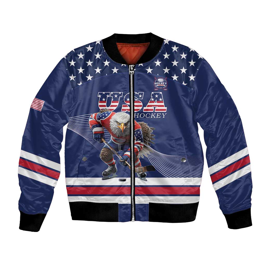 Custom USA Ice Hockey Bomber Jacket Eagle Mascot