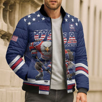 Custom USA Ice Hockey Bomber Puffer Jacket Eagle Mascot