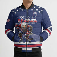 Custom USA Ice Hockey Bomber Puffer Jacket Eagle Mascot