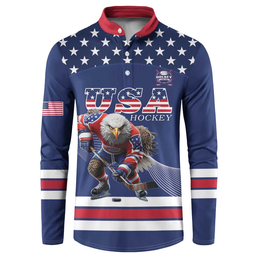 Custom USA Ice Hockey Button Sweatshirt Eagle Mascot