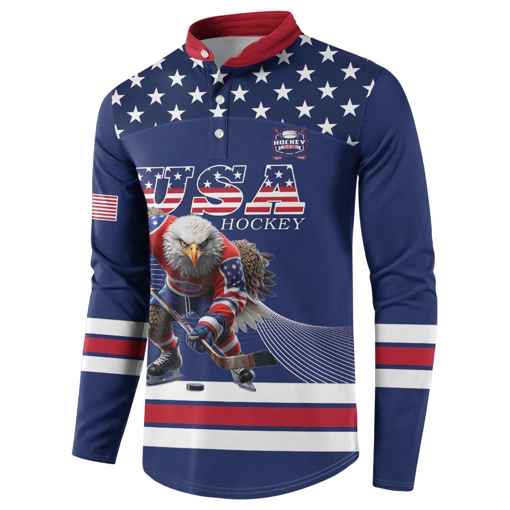 Custom USA Ice Hockey Button Sweatshirt Eagle Mascot