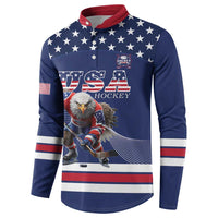 Custom USA Ice Hockey Button Sweatshirt Eagle Mascot