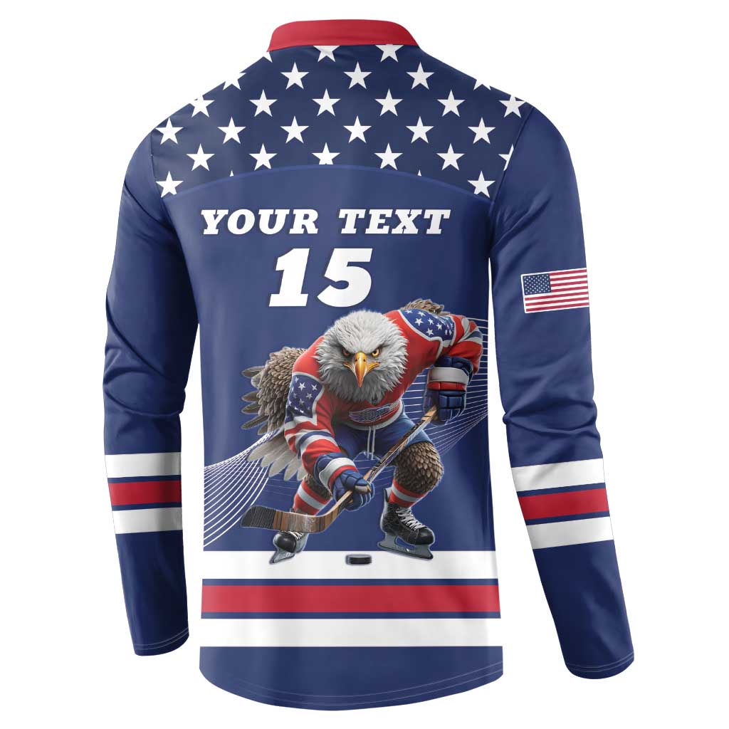 Custom USA Ice Hockey Button Sweatshirt Eagle Mascot