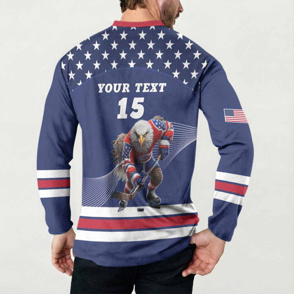 Custom USA Ice Hockey Button Sweatshirt Eagle Mascot