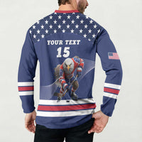 Custom USA Ice Hockey Button Sweatshirt Eagle Mascot
