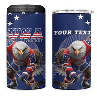 Custom USA Ice Hockey 4 in 1 Can Cooler Tumbler Eagle Mascot