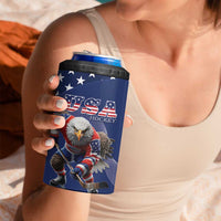 Custom USA Ice Hockey 4 in 1 Can Cooler Tumbler Eagle Mascot
