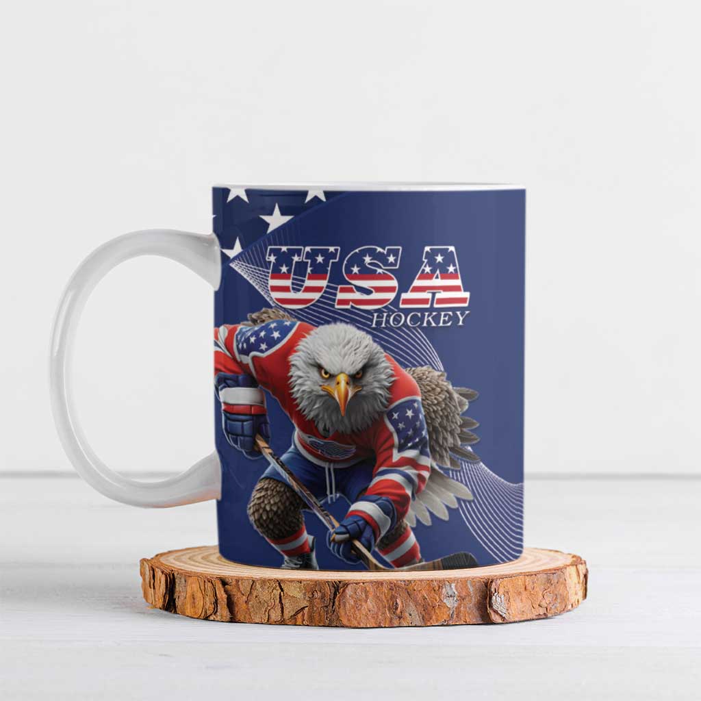 Custom USA Ice Hockey Ceramic Mug Eagle Mascot