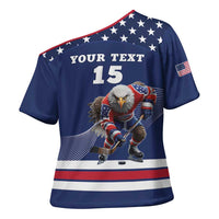 Custom USA Ice Hockey Cross Shoulder Shirt Eagle Mascot