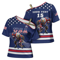 Custom USA Ice Hockey Cross Shoulder Shirt Eagle Mascot